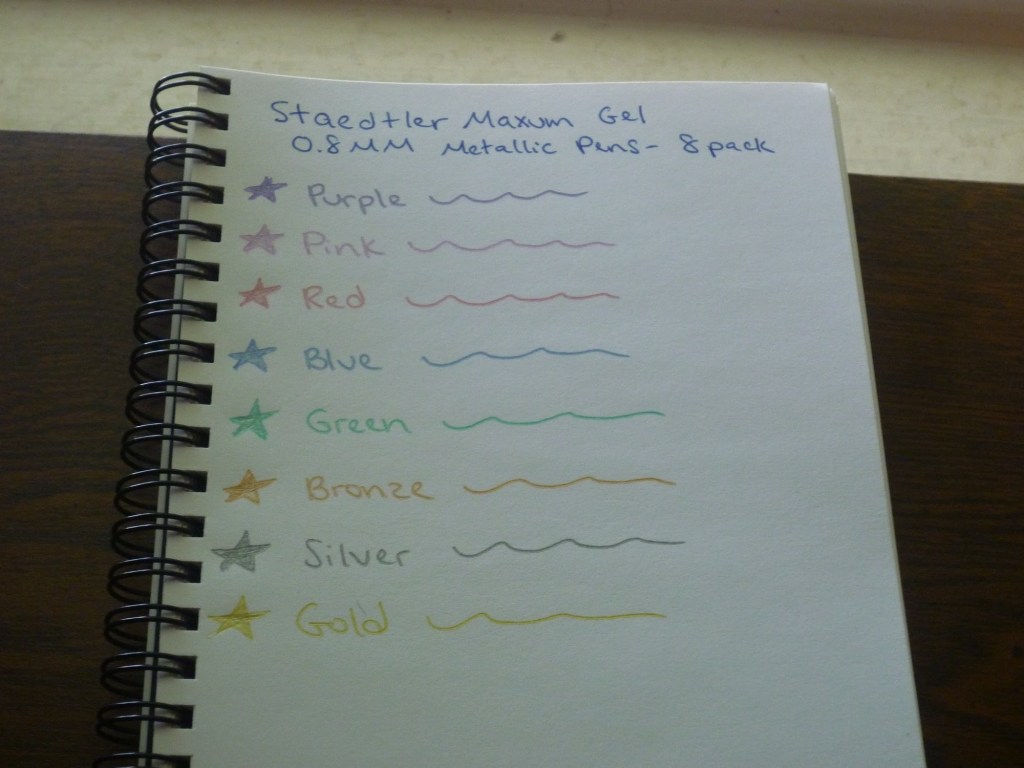 Swatch Saturday – Staedtler Maxum Metallic Gel Pens